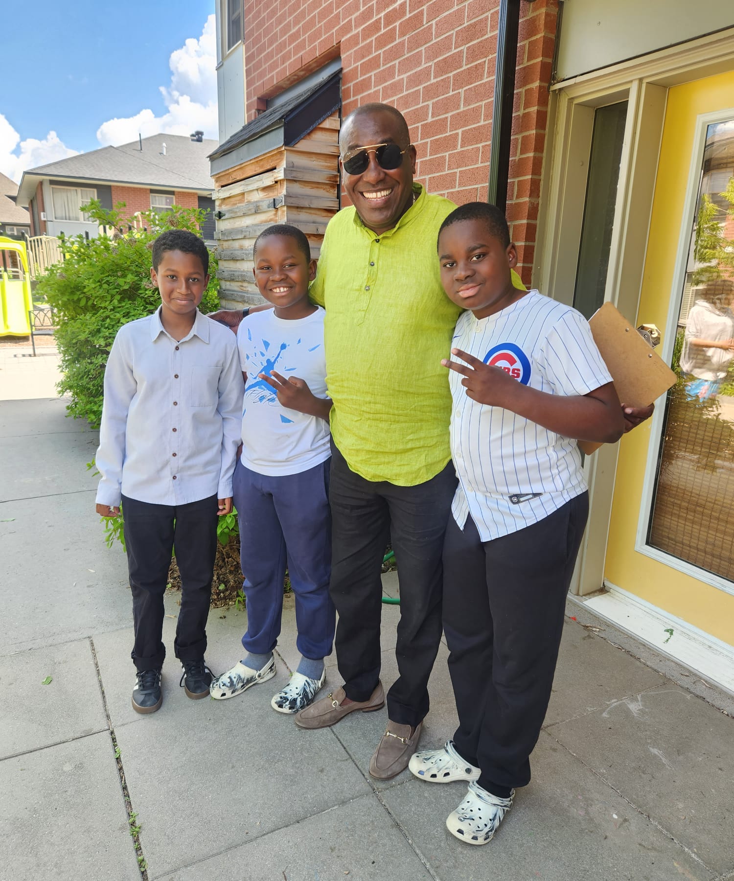 Jules with community members